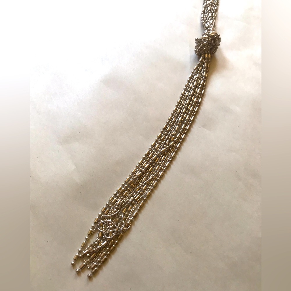Silver Tone Knotted Beaded Necklace